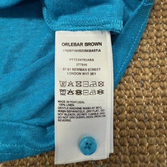 Orlebar Men's short sleeve  linen polo shirt NWT - Med - Picture 3 of 4